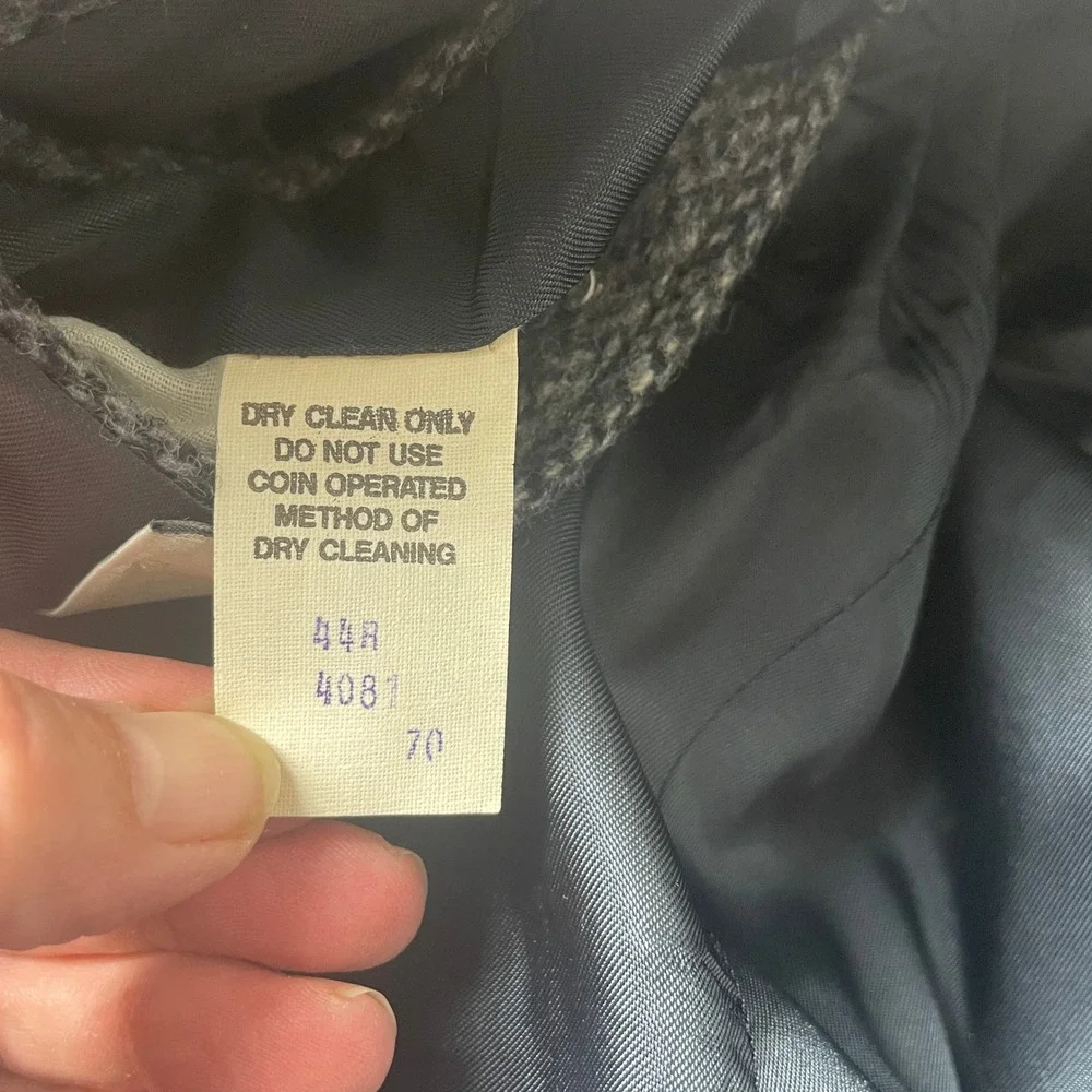 Vintage J.B. Britton Mens Ivy Trad Sport Coat 44R Wool Blue Tweed Elbow Patch